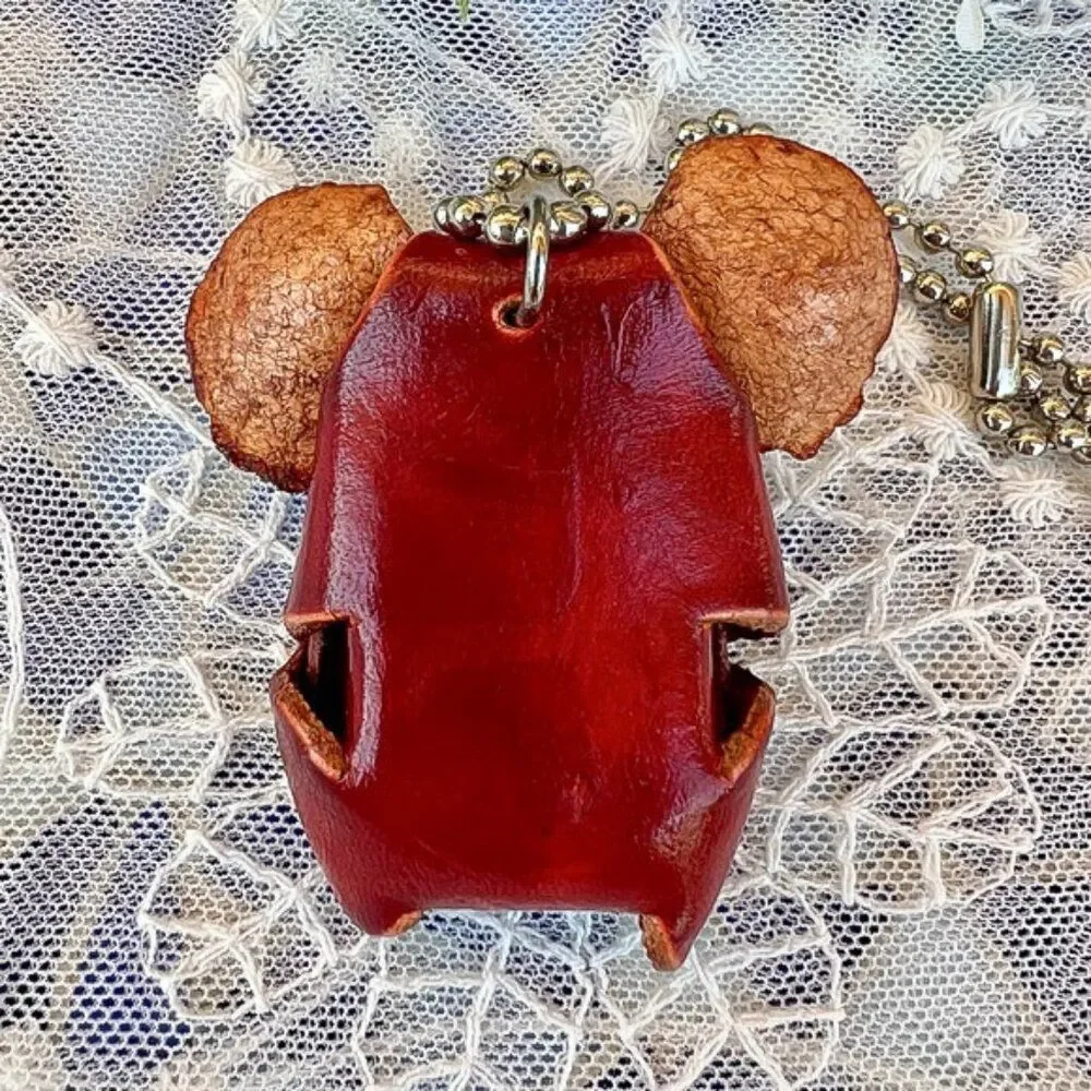 Handmade Red Koala Bear Leather Purse Charm Keychain